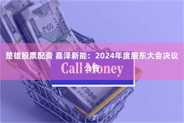 楚雄股票配资 嘉泽新能：2024年度股东大会决议公告