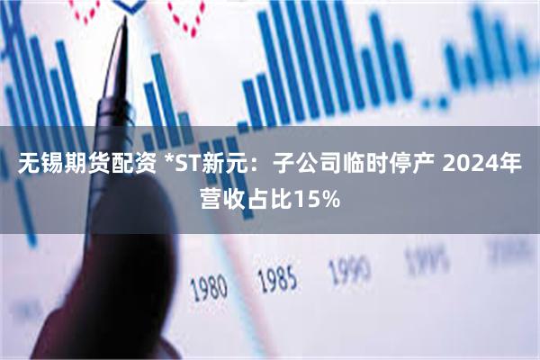 无锡期货配资 *ST新元：子公司临时停产 2024年营收占比15%