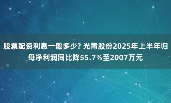 股票配资利息一般多少? 光莆股份2025年上半年归母净利润同比降55.7%至2007万元