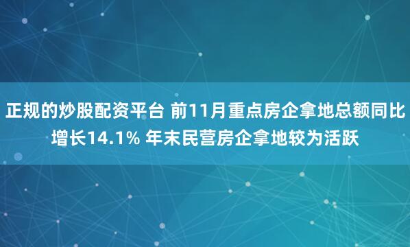 正规的炒股配资平台 前11月重点房企拿地总额同比增长14.1% 年末民营房企拿地较为活跃